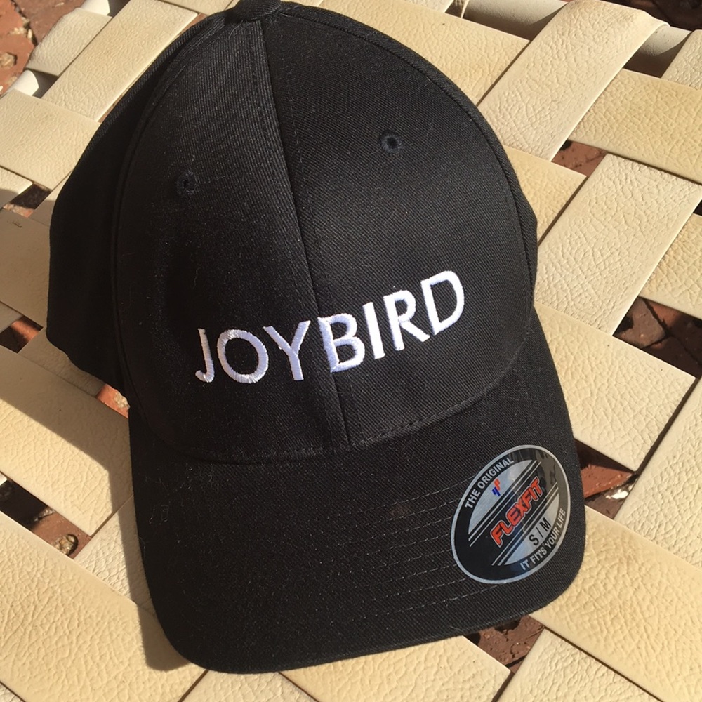 Joybird furniture fitted baseball style hat 6 panel flexfit cap black and white